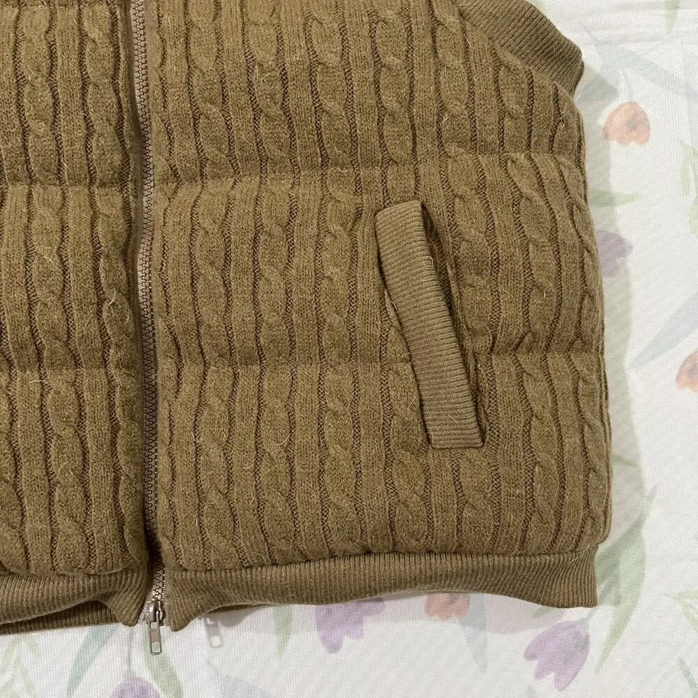 Ralph Lauren Cable Knit Down Vest Brown - Picture 6 of 9